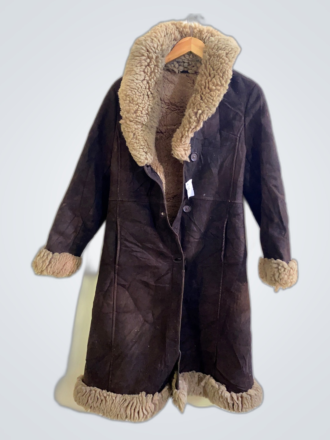 Long Brown Shearling Coat