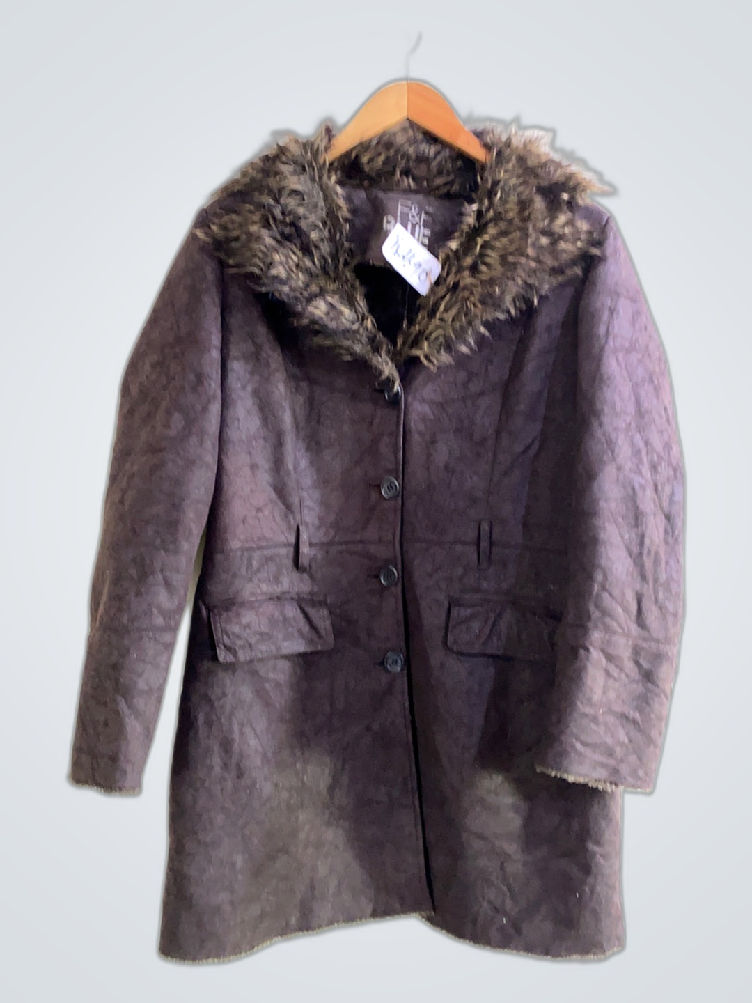 F&F Blue Fur Trim Coat