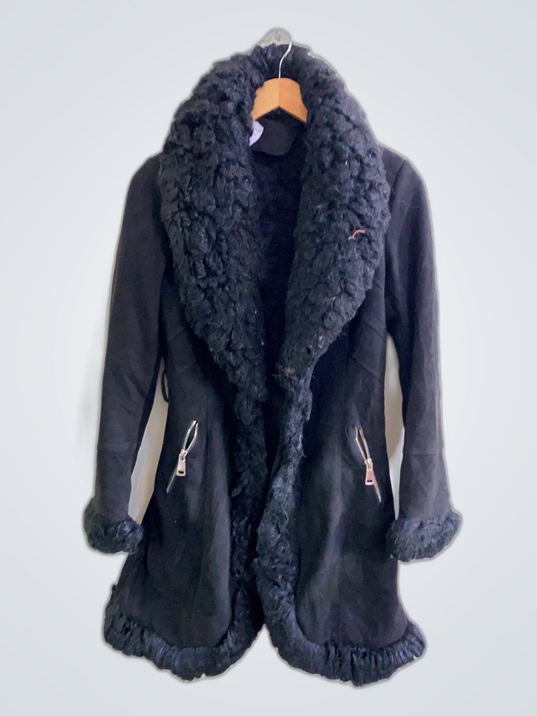 Black Fur-Trimmed Coat