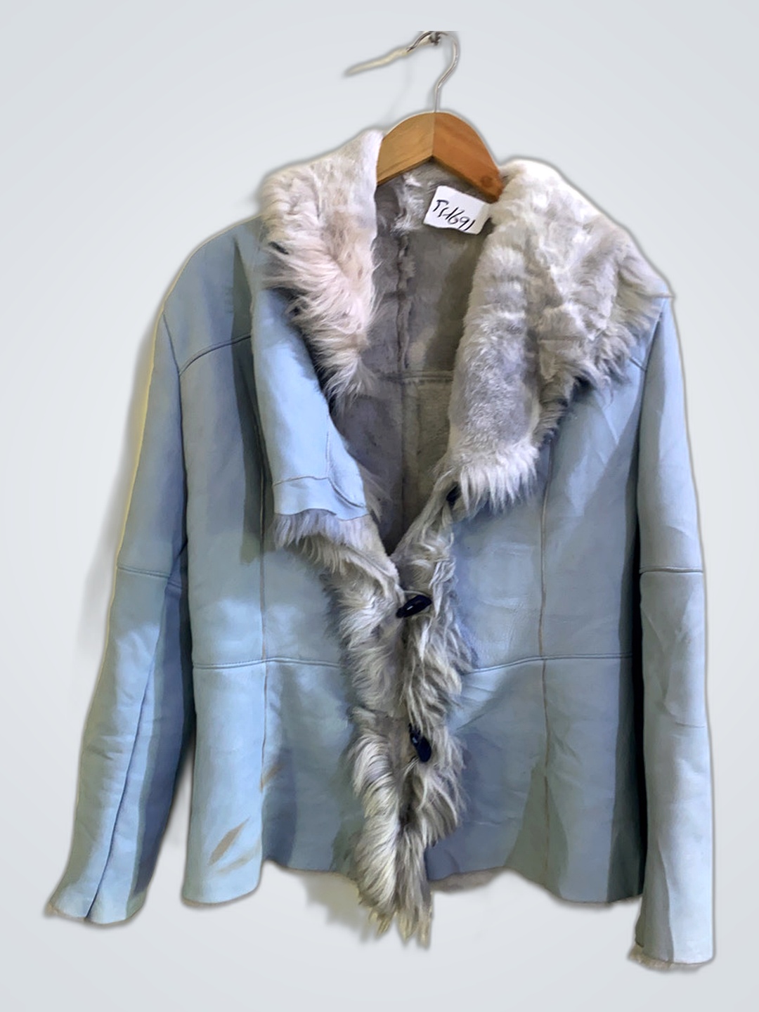 Cappotto Azzurro In Pelliccia Interna