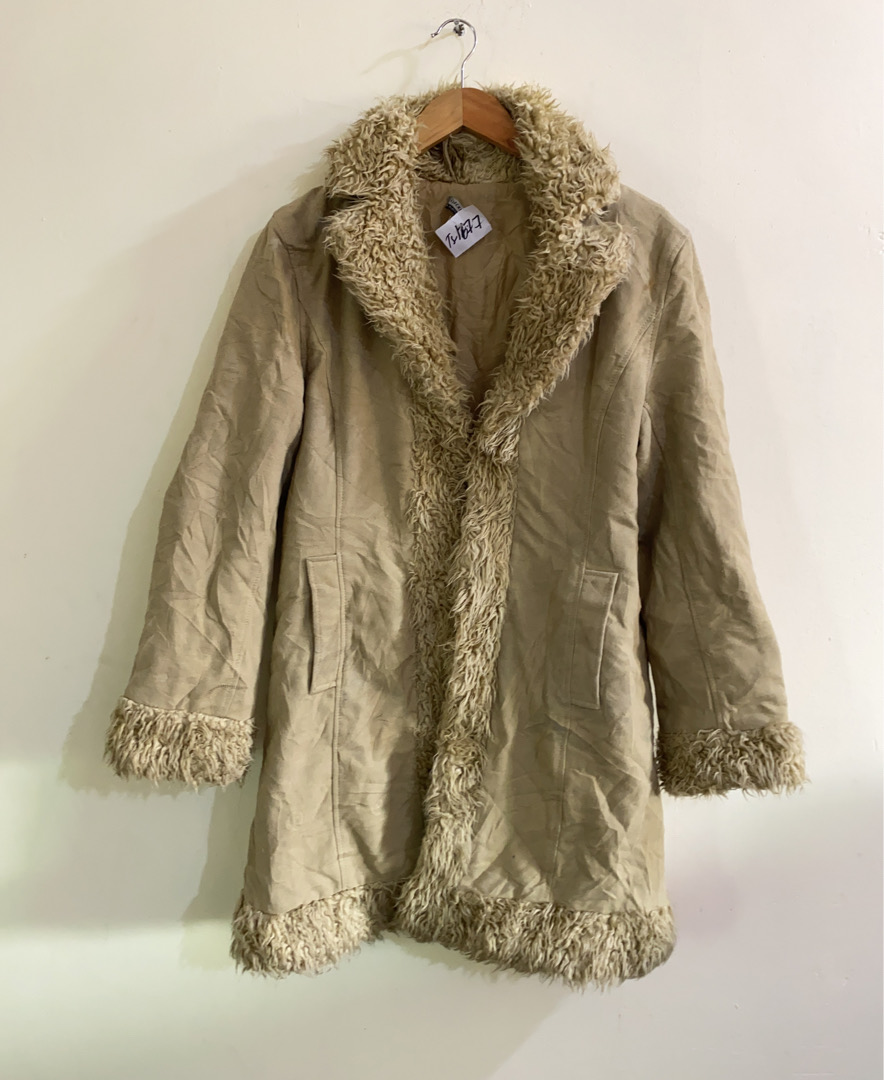 Tan Fur-Trimmed Coat