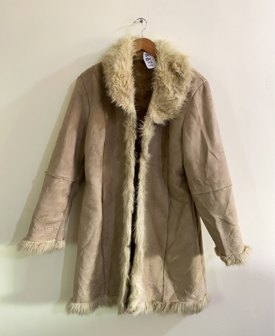 Tan Fur-Trimmed Coat