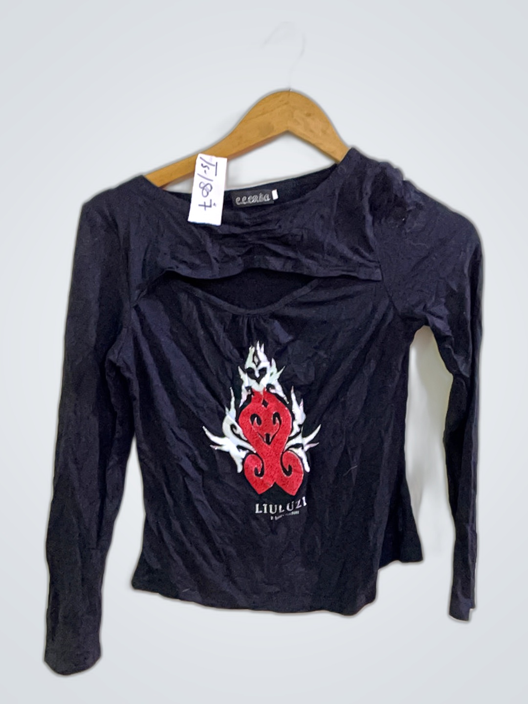 e.c.c.r.a Haut à manches longues noir avec graphiq..