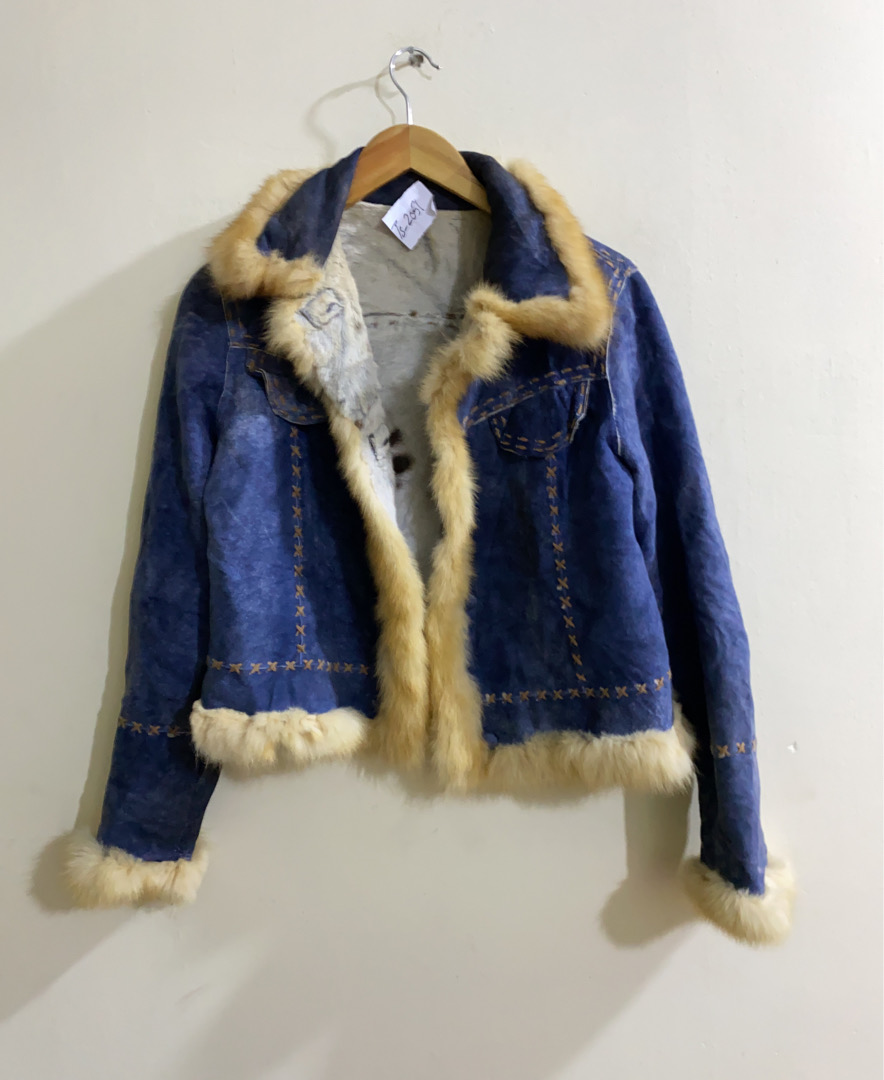 Jaqueta de Denim com Detalhe de Pele