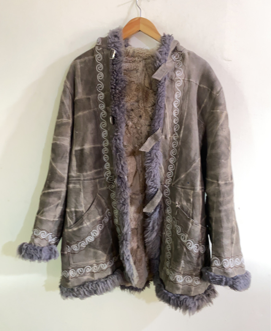 Grey Fur-Trimmed Coat