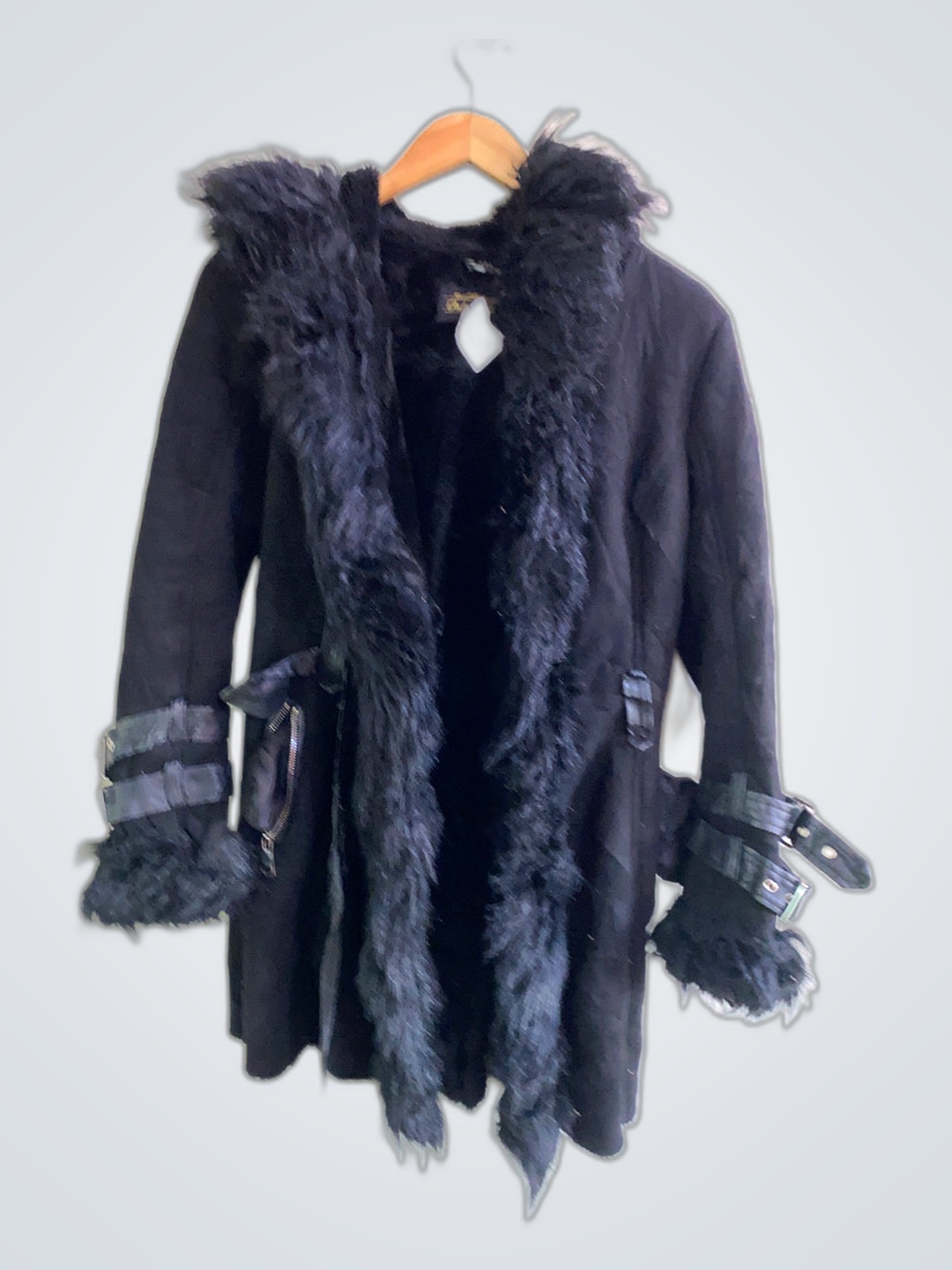 Black Fur-Trimmed Coat