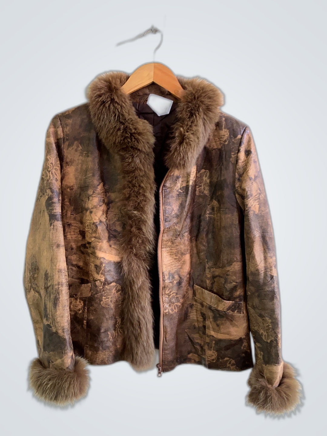 Fur-trimmed Brown Coat