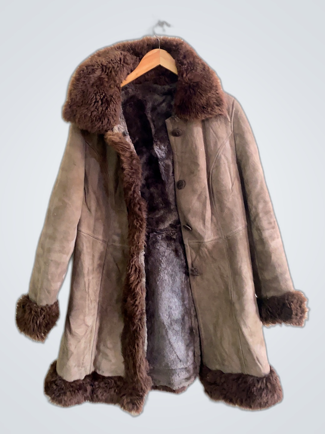 Brown Fur-Trimmed Coat