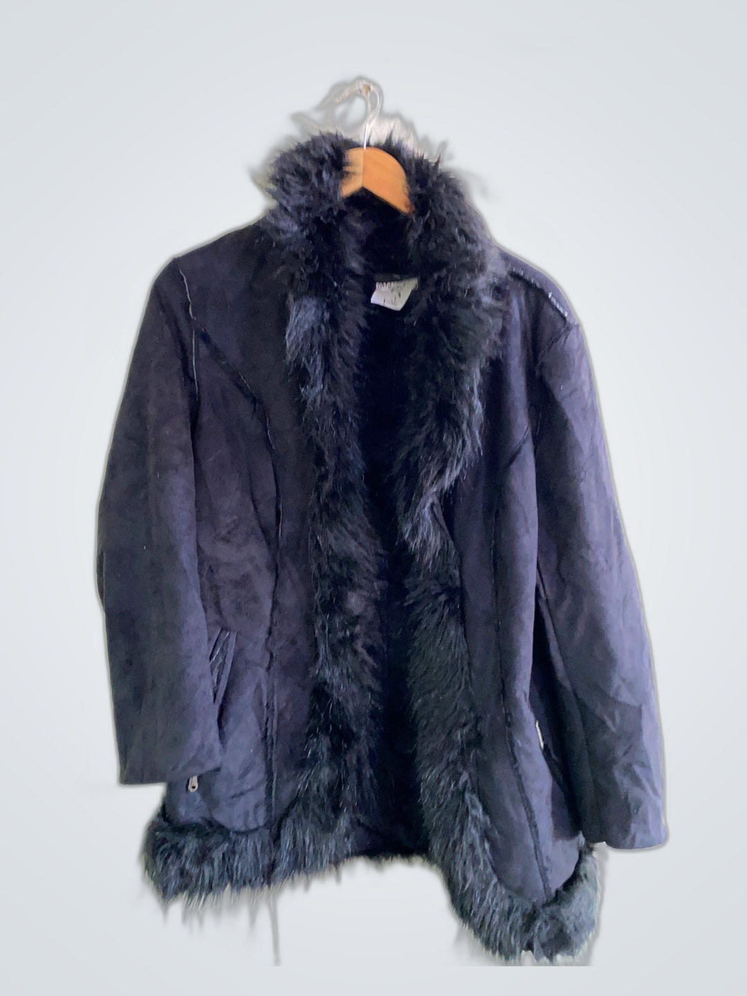 Black Fur-Trimmed Coat