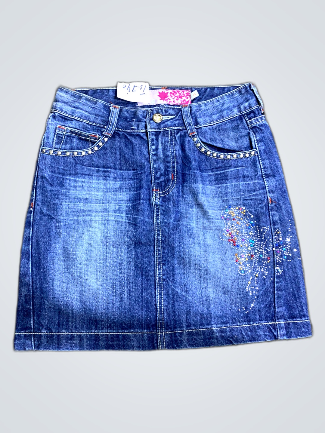 Embellished Denim Mini Skirt