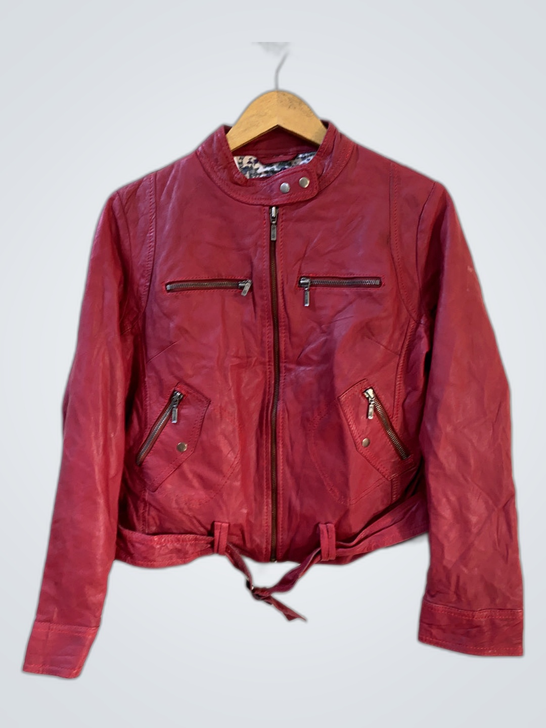 Peau d'Âne Paris Red Leather Biker Jacket