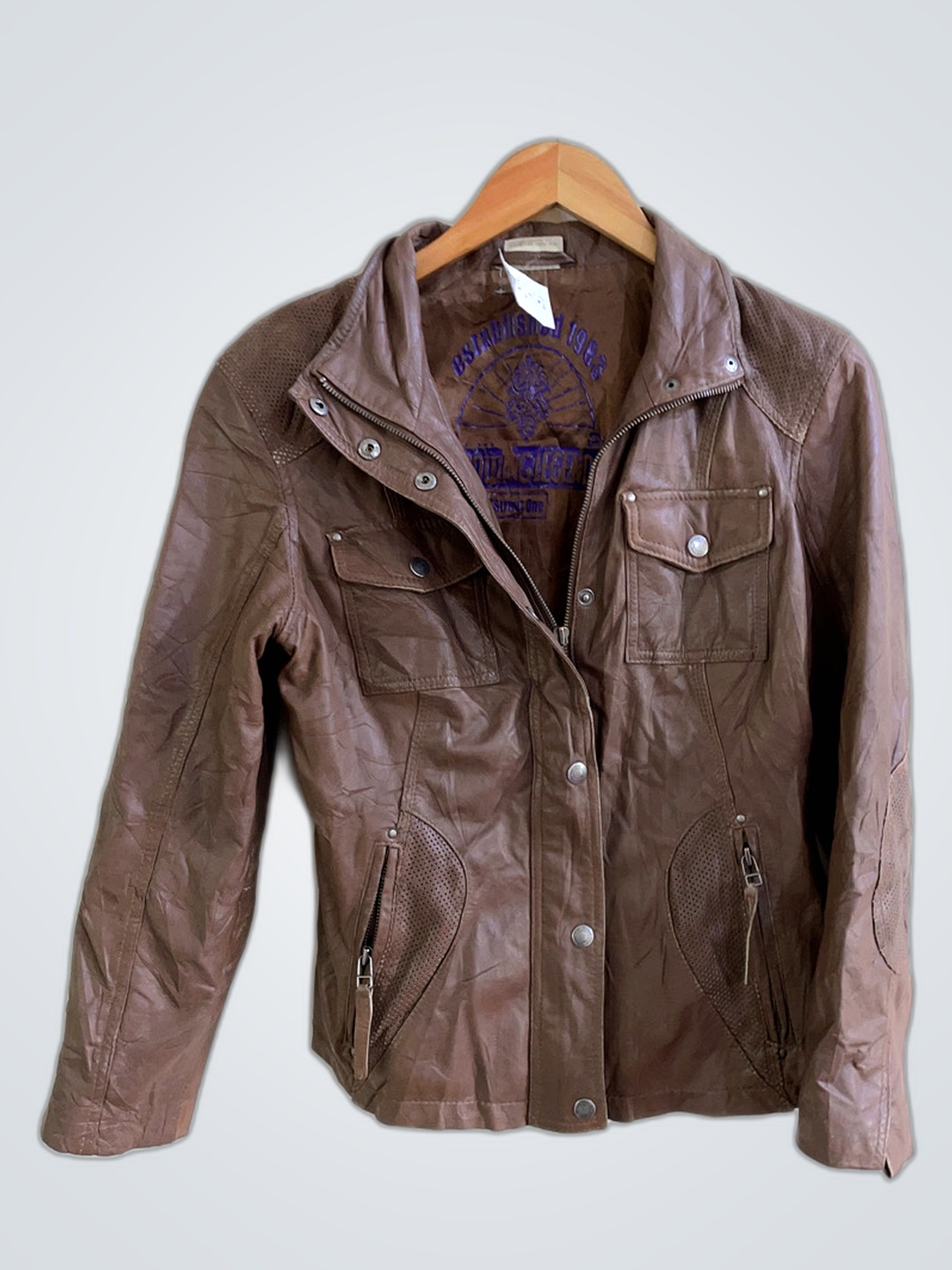G-Star Raw Veste en cuir marron