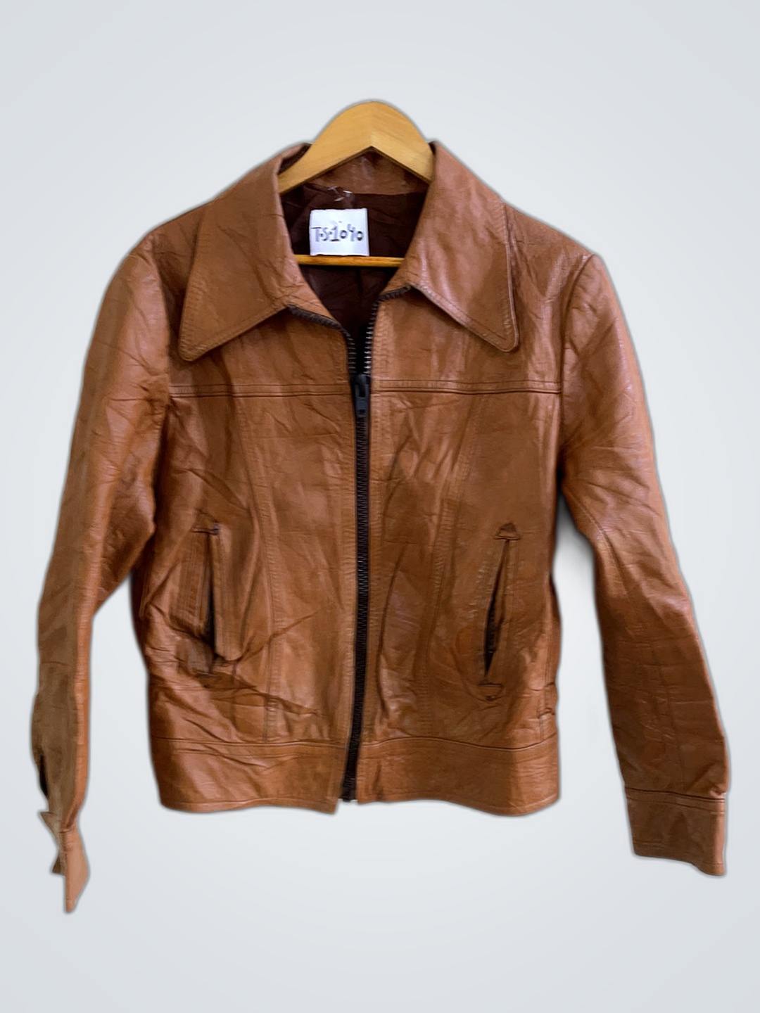 Veste en cuir marron
