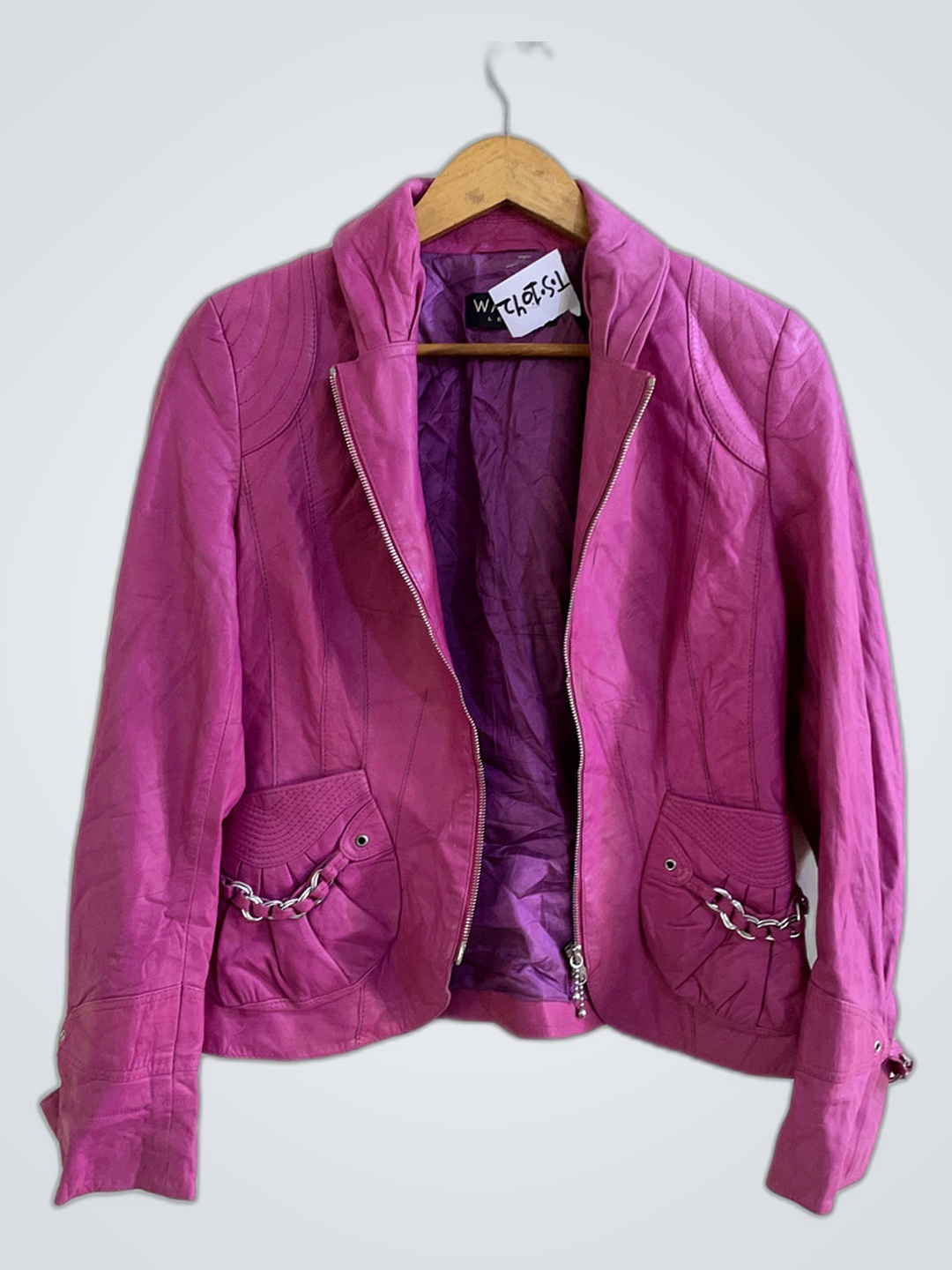 Walter Leder Veste en cuir rose