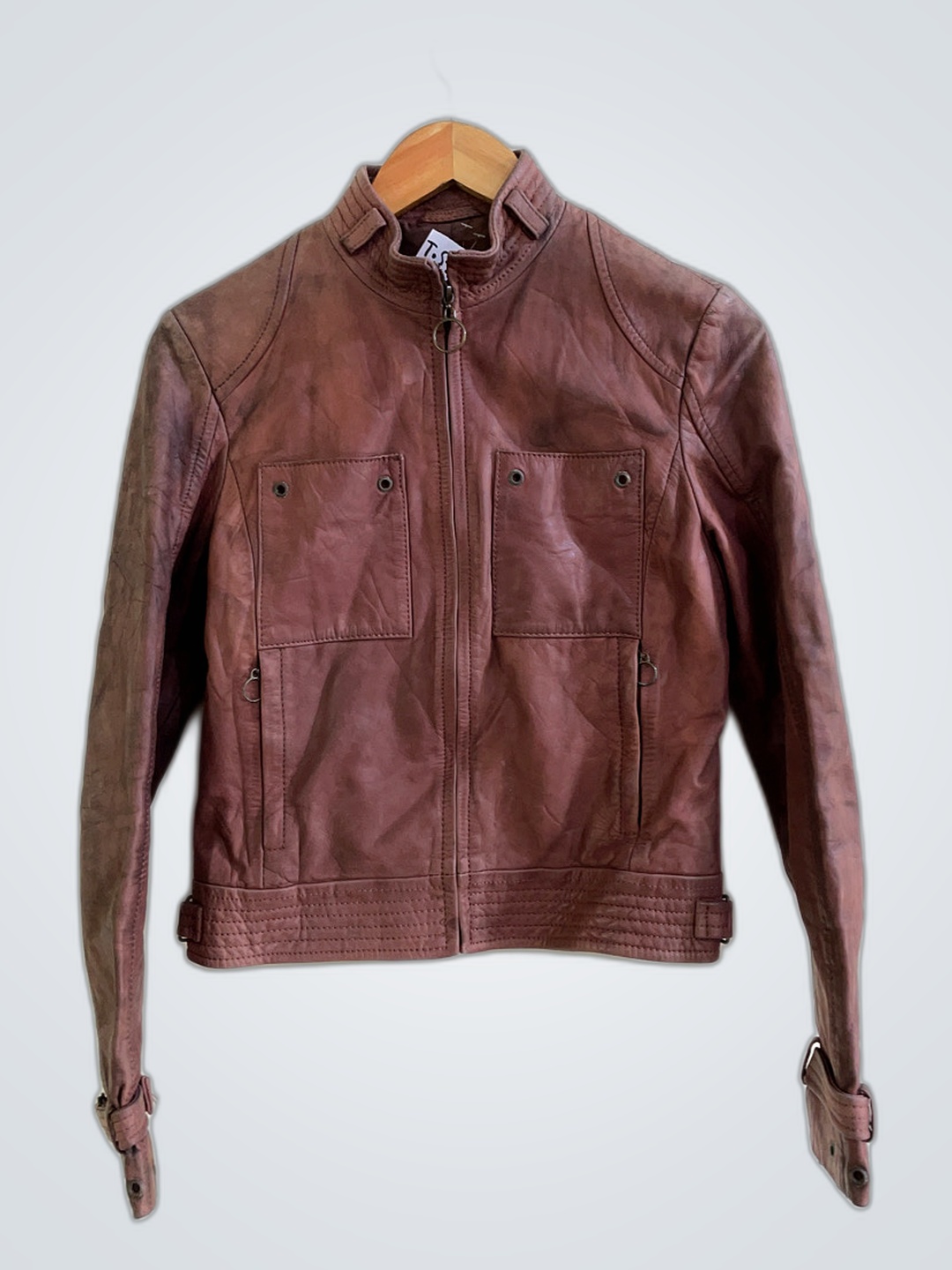 Veste en cuir marron