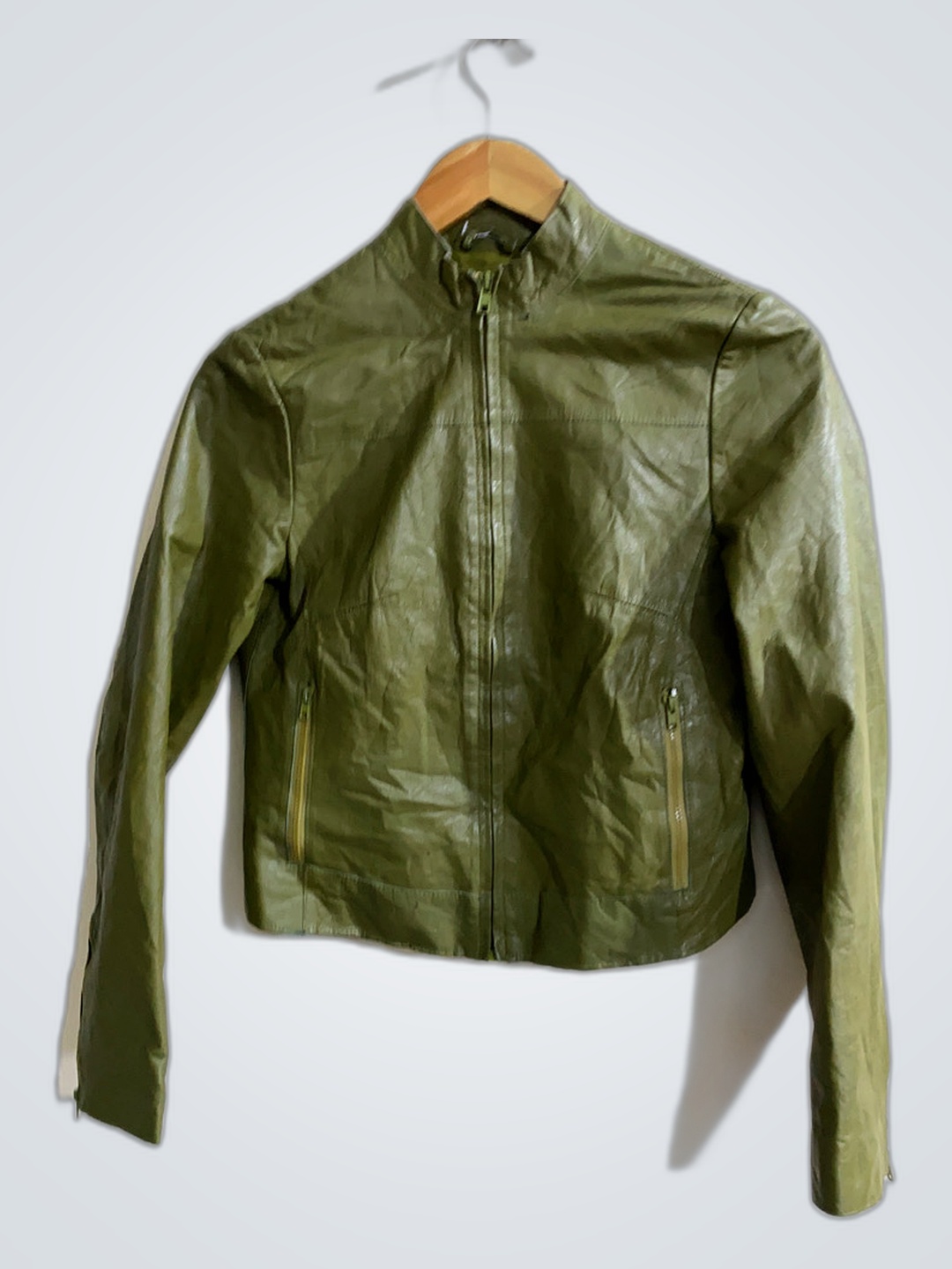 Chaqueta de cuero verde