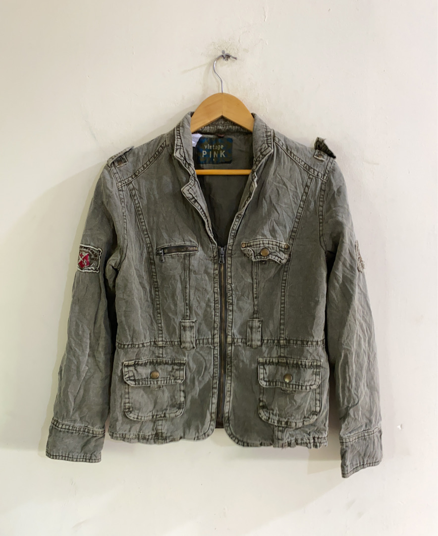 Vintage Pink Gray Denim Jacket
