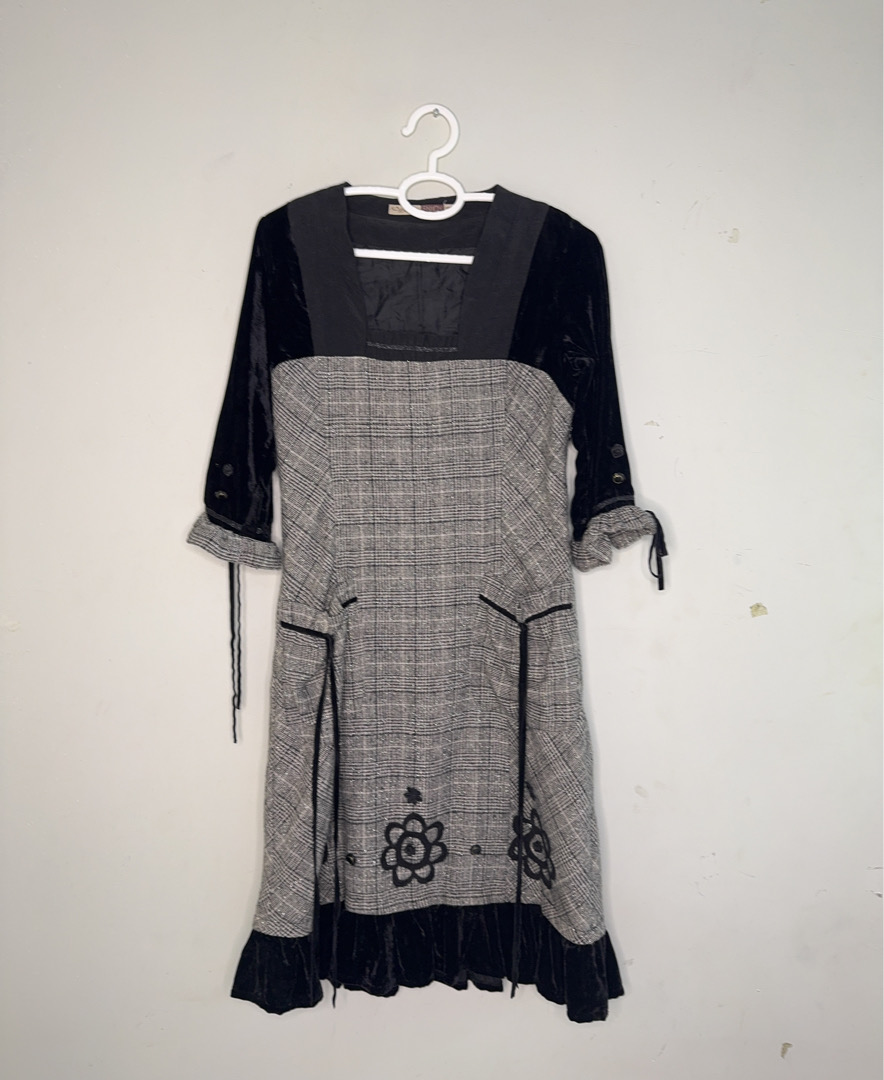 Black and Gray Plaid Dress