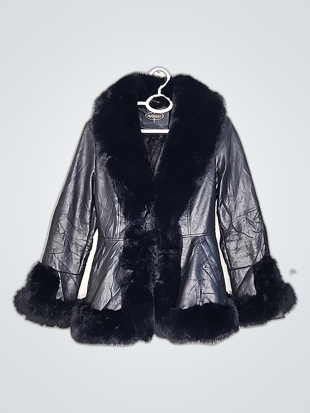 Black Leather Jacket with Fur Trim