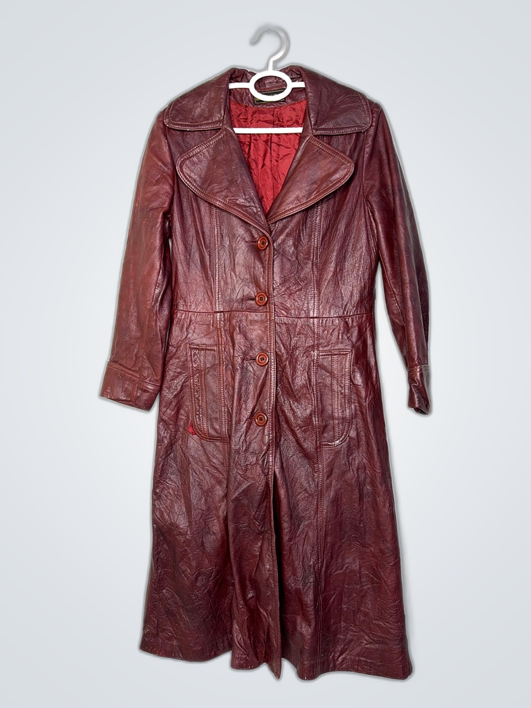 Long Red Leather Coat