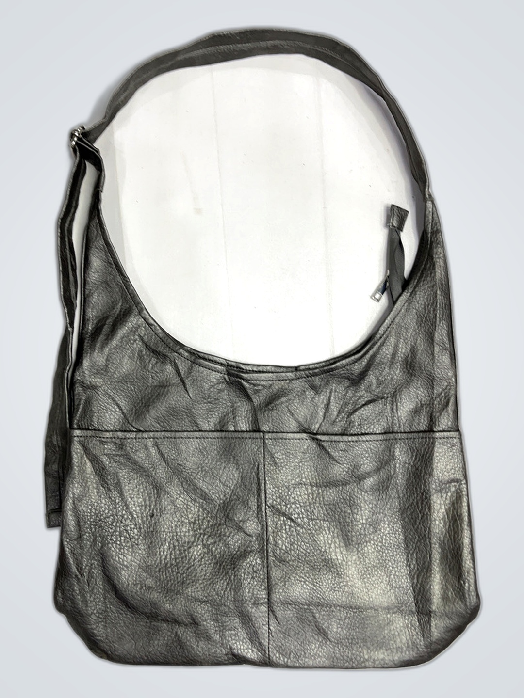 Gray Leather Shoulder Bag