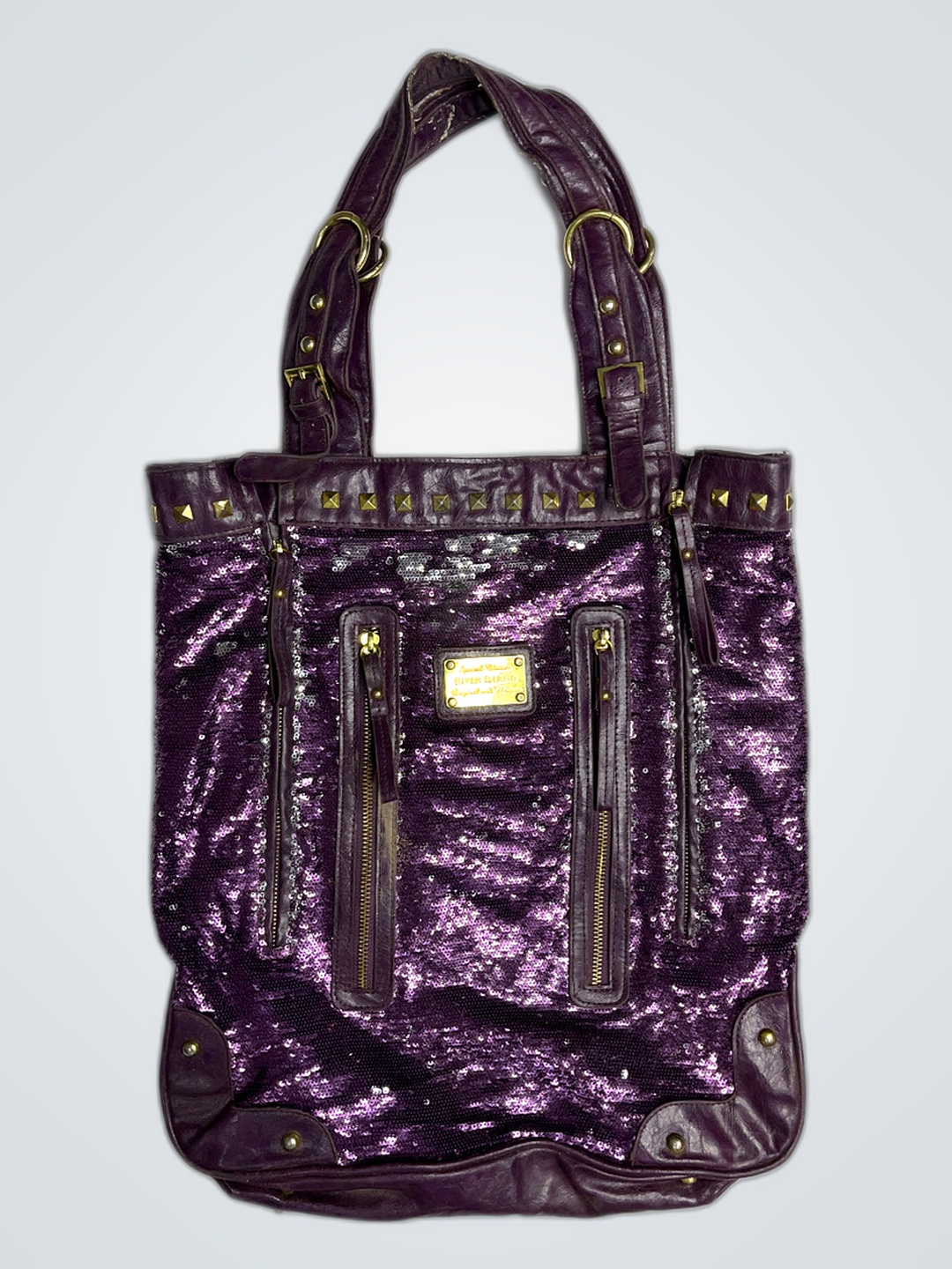 River Island Purple Leather Tote Bag