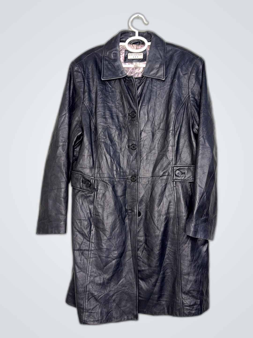 Jaqueta de Couro Preta Covington