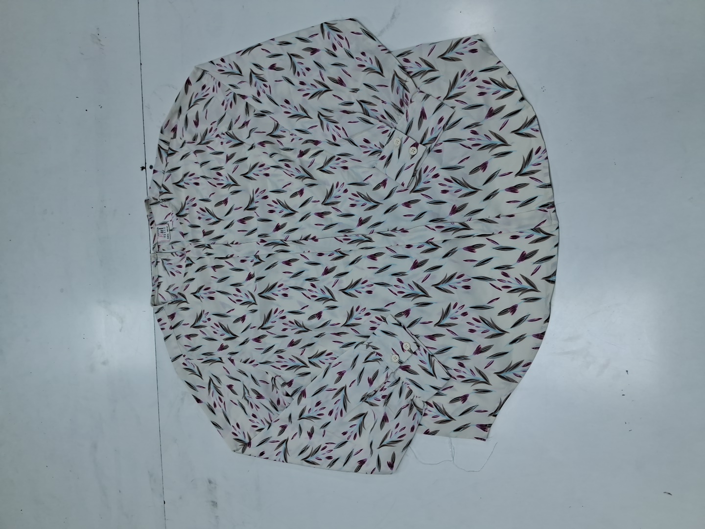 Women's Long Sleeve Printed Blouse in White with P..