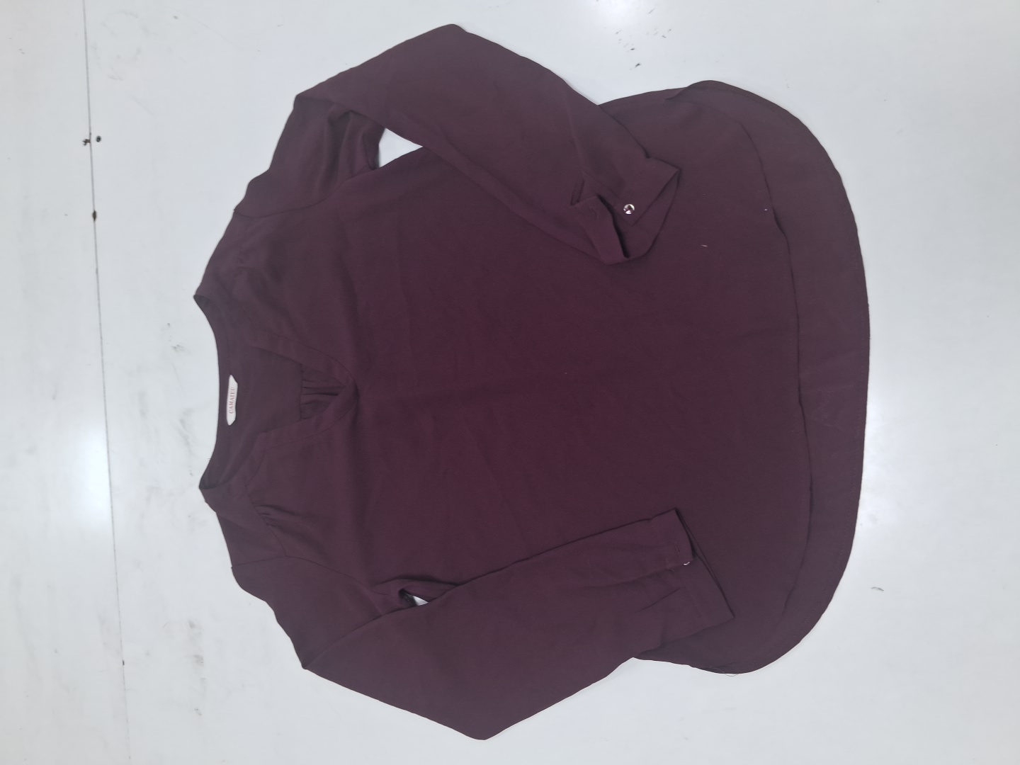 Camaieu Long Sleeve V-Neck Blouse in Burgundy