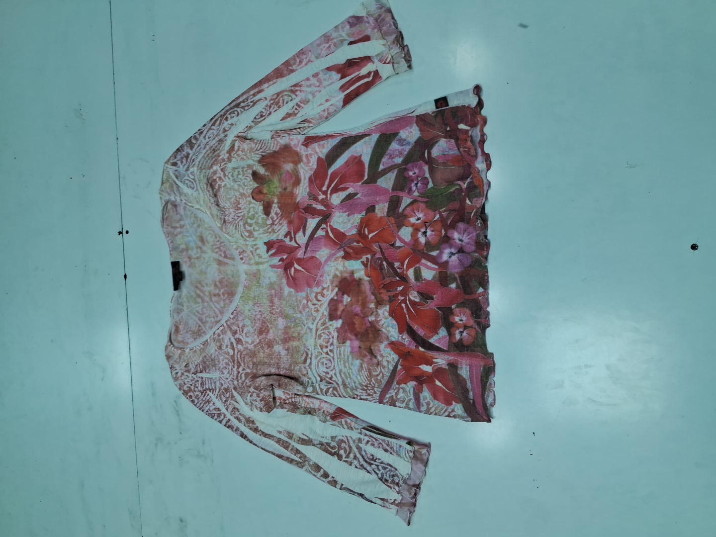 Seven Sisters Floral Print Sheer Blouse Size 6