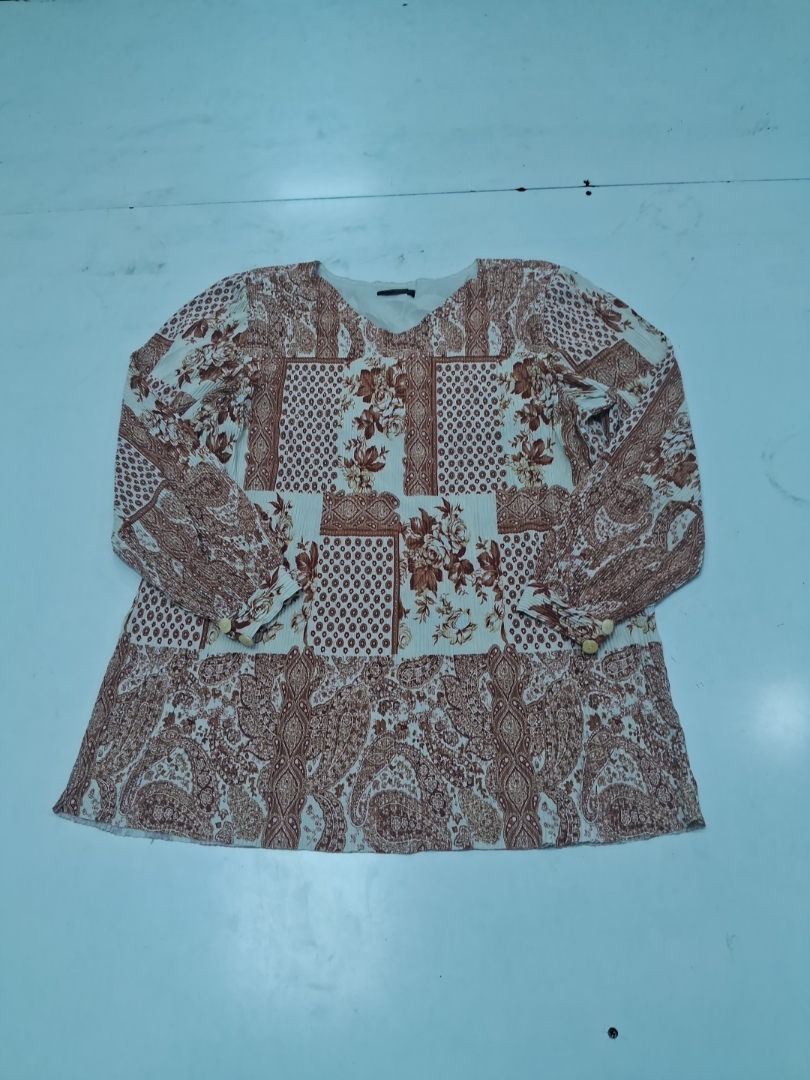 Guess Floral Print Long Sleeve V-Neck Blouse