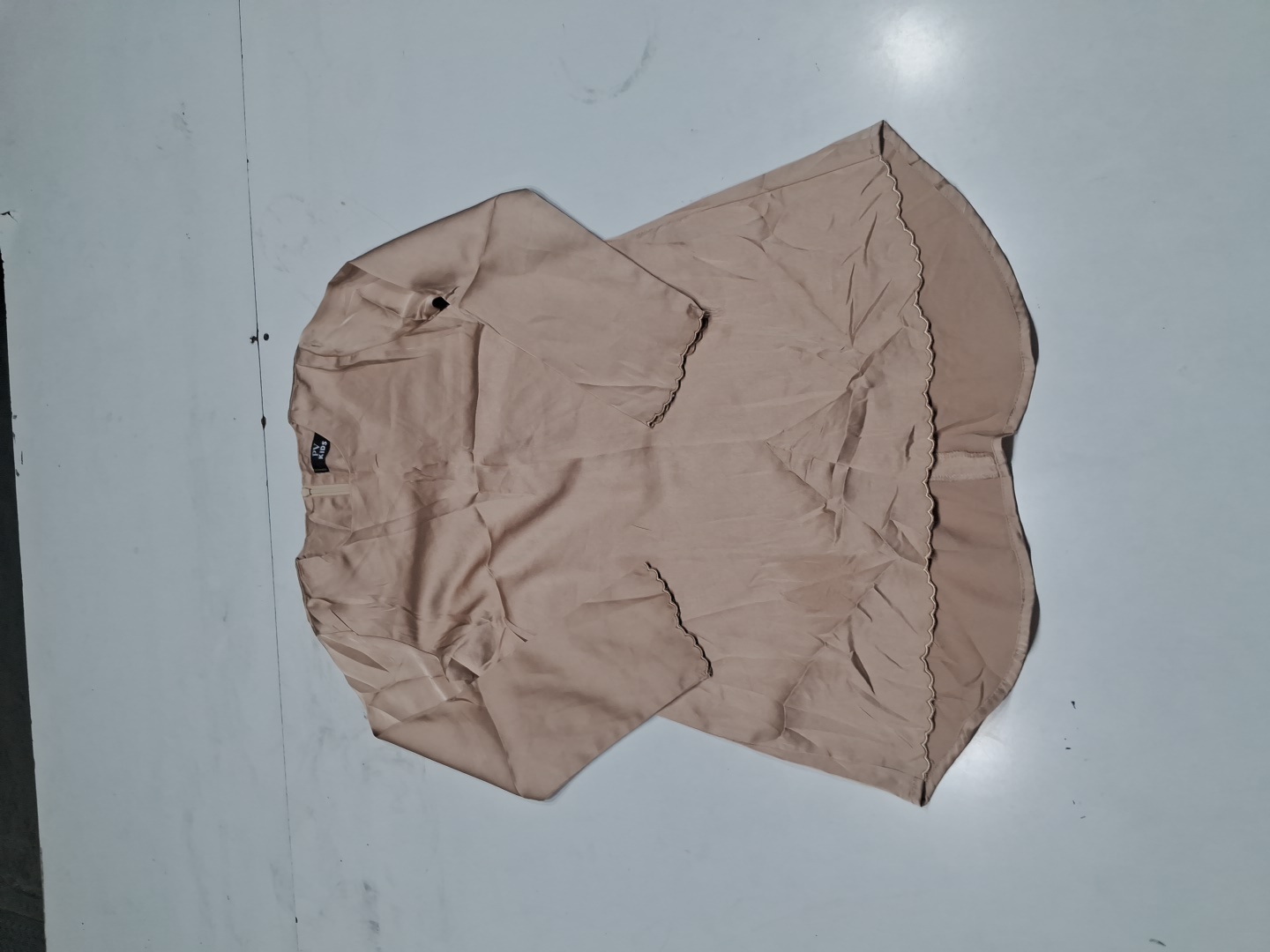 PV Kids Beige Satin Long Sleeve Blouse