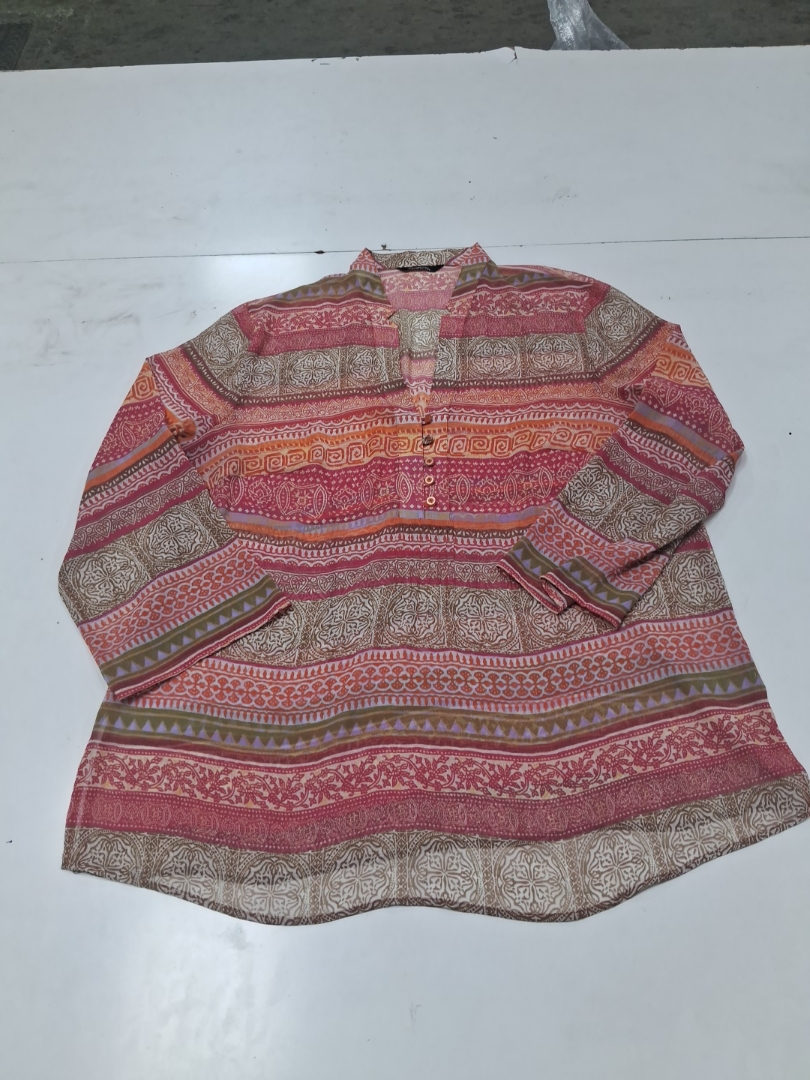 Bianca Long Sleeve Printed Blouse with Mandarin Co..