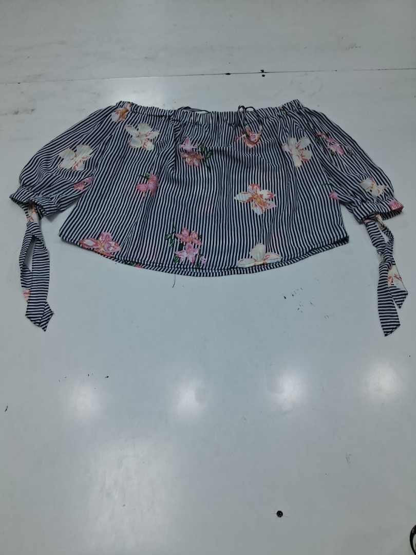 Sister Off-Shoulder Printed Blouse with Striped an..