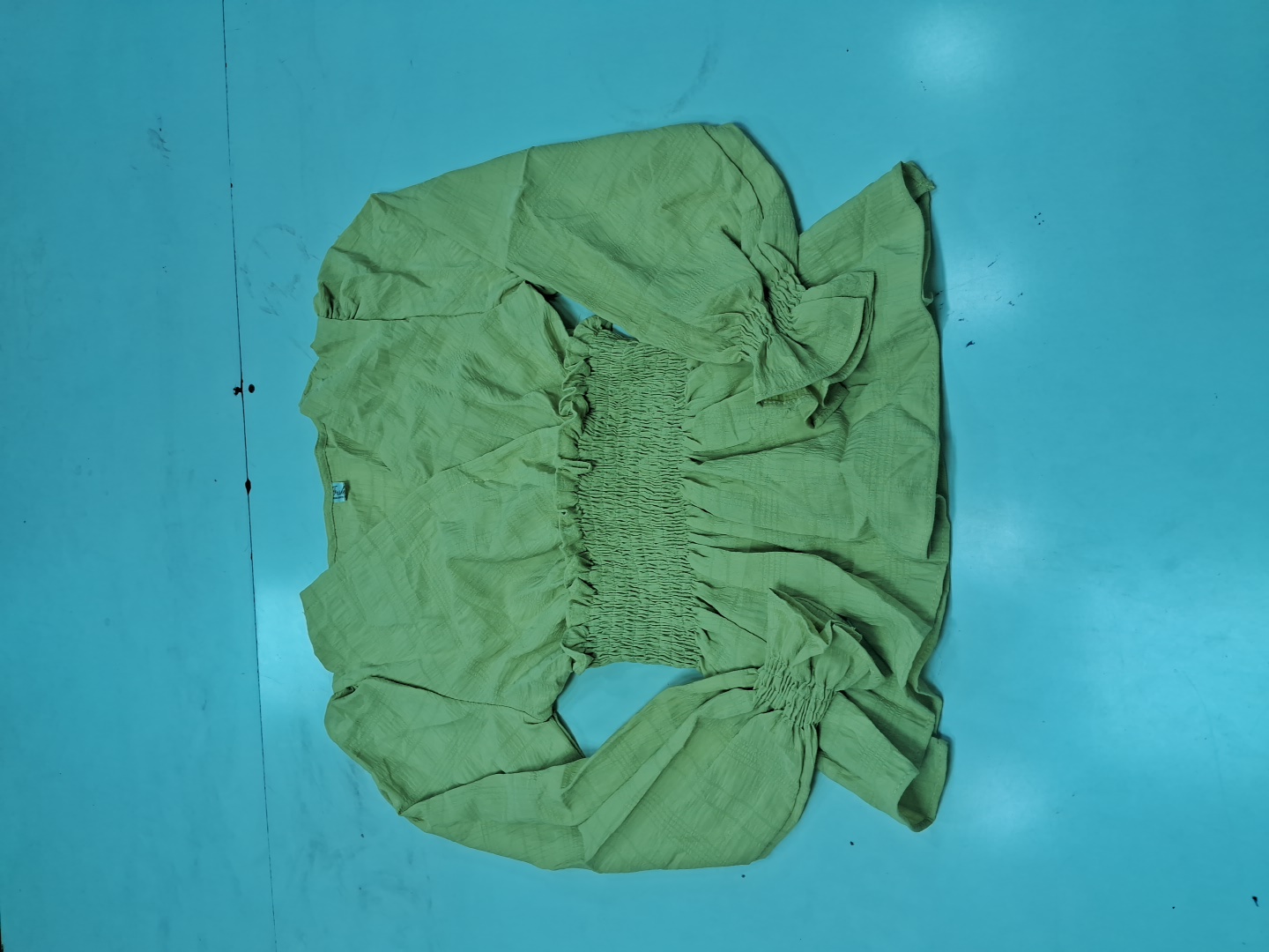 Fashion Green Long Sleeve Ruffle Blouse