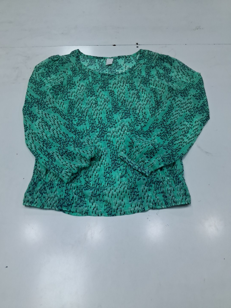 Vila Green Printed Sheer Long Sleeve Blouse Size L