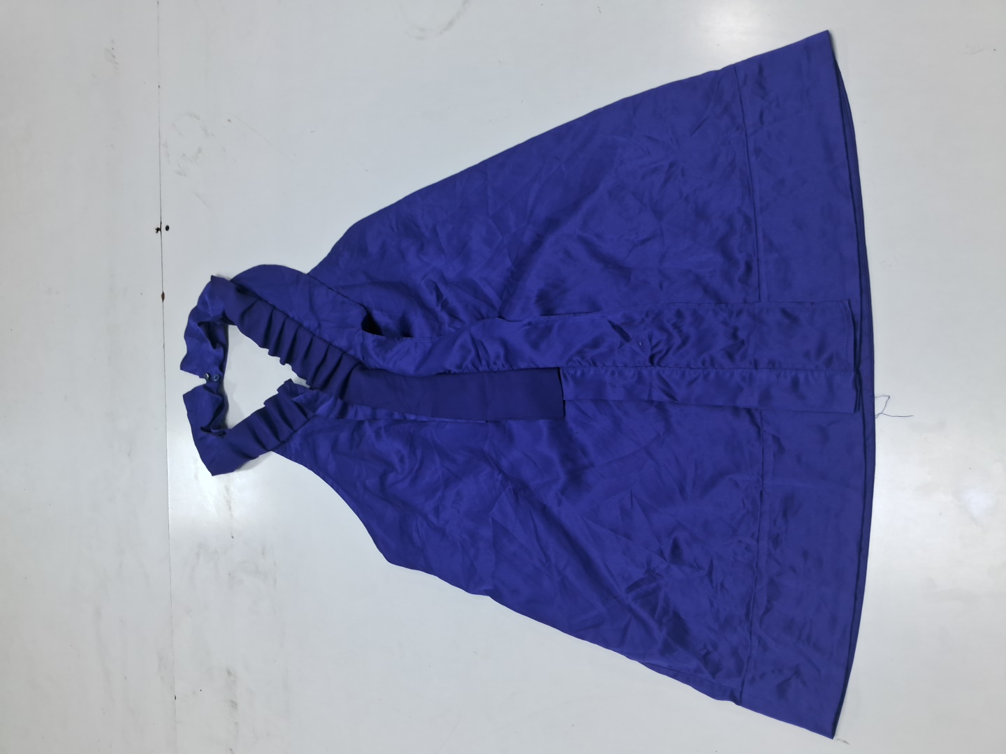 Blue Satin Ruffle Halter Neck Blouse Events Collec..