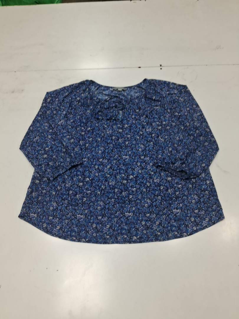 Suzanne Grae Blue Floral Printed Short-Sleeve Blou..