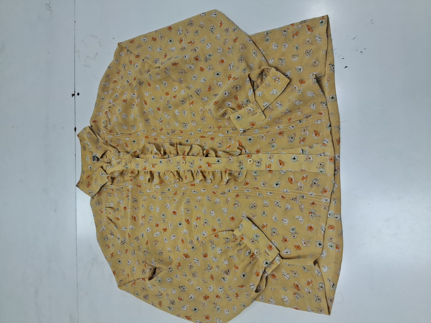 Montsole Printed Ruffle Blouse