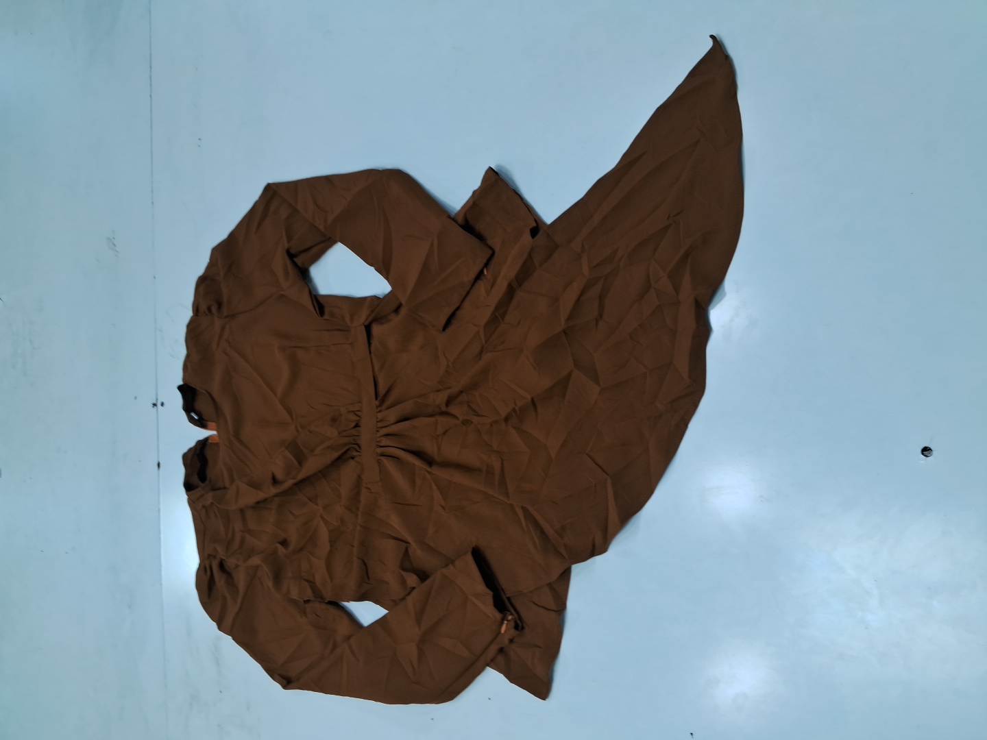 Brown Long Sleeve Wrap Blouse