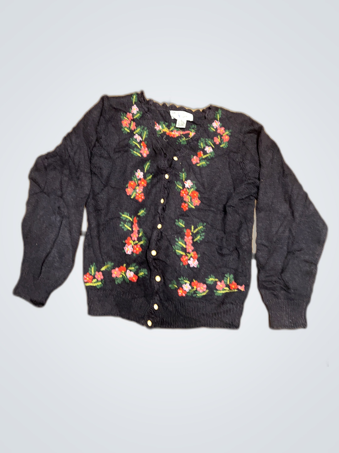 Black Floral Knit Sweater