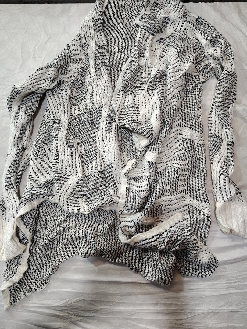 Tobi Black and White Knit Cardigan