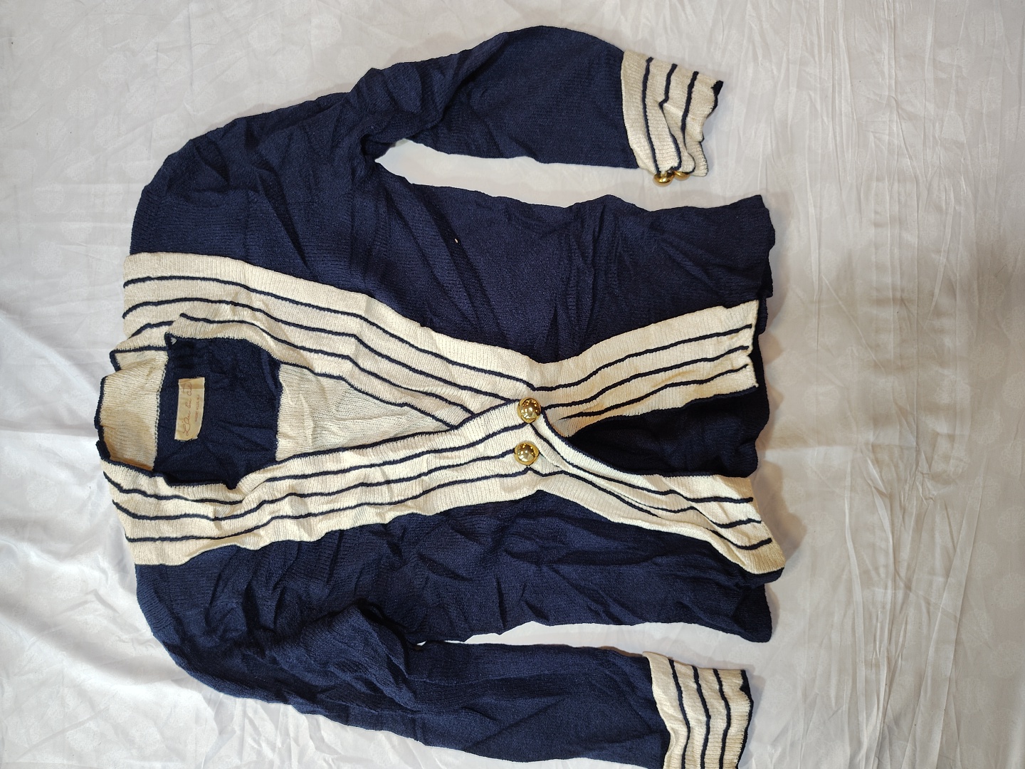 Lacoste Navy Striped Knit Cardigan