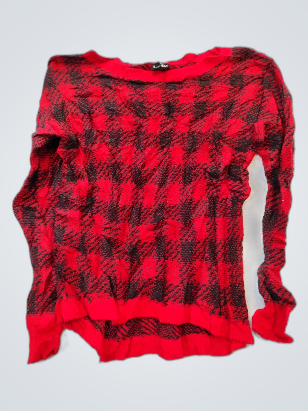 Express Red and Black Plaid Sweater