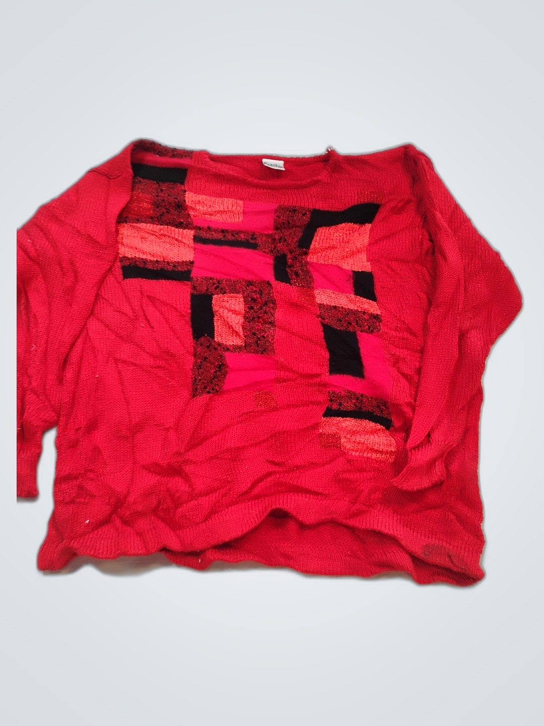 Red Patchwork Sweater