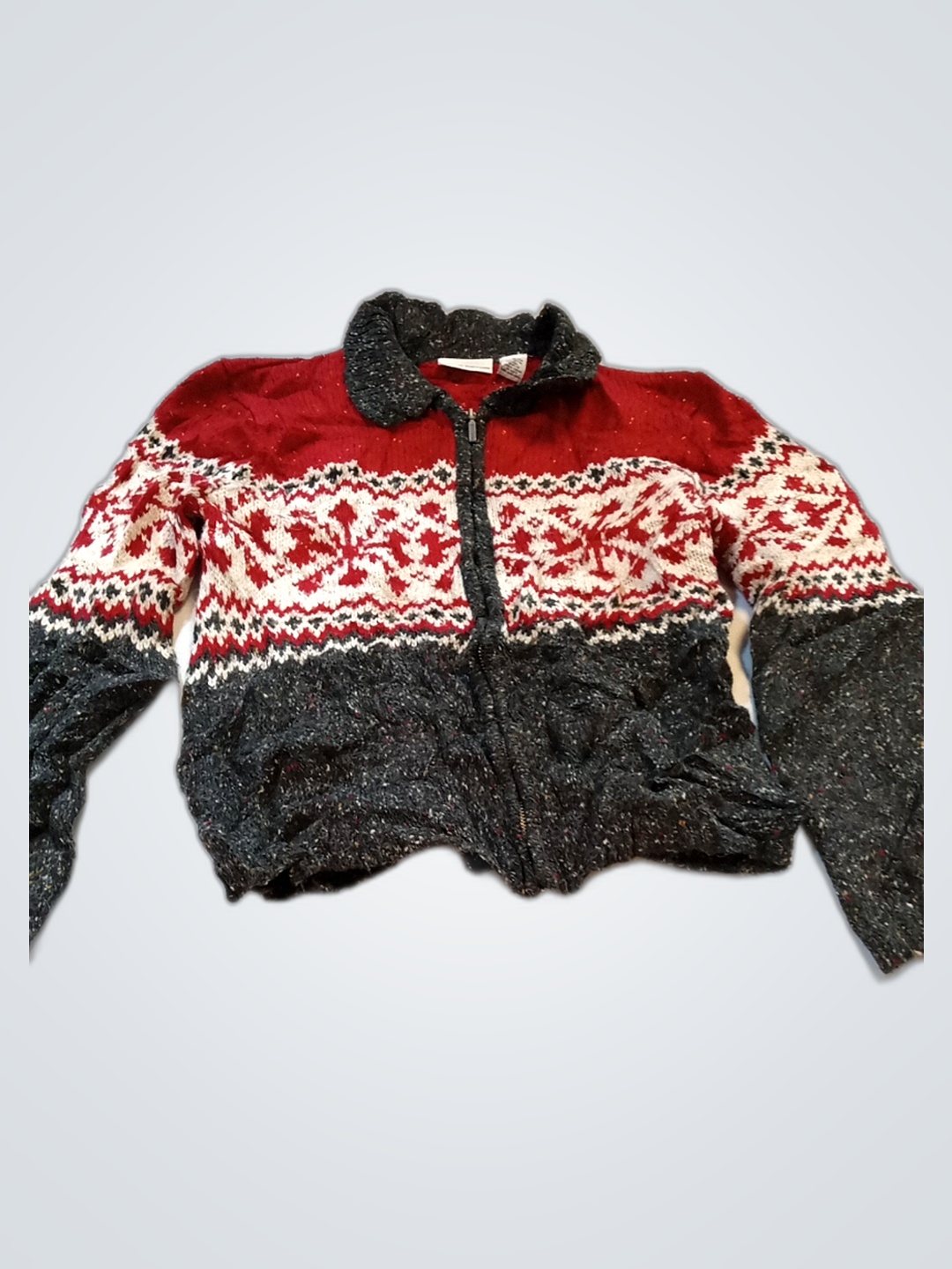 Pull en tricot rouge et gris Abercrombie & Fitch