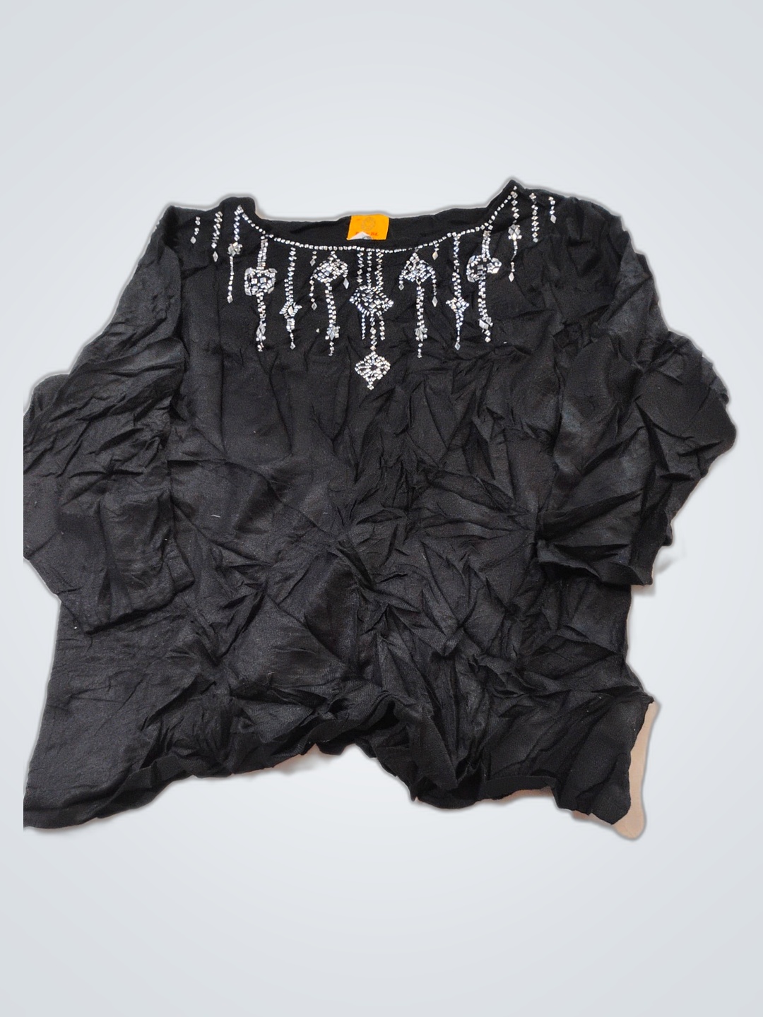 Ruby Rd. Mulher Top Preto Com Aplicações