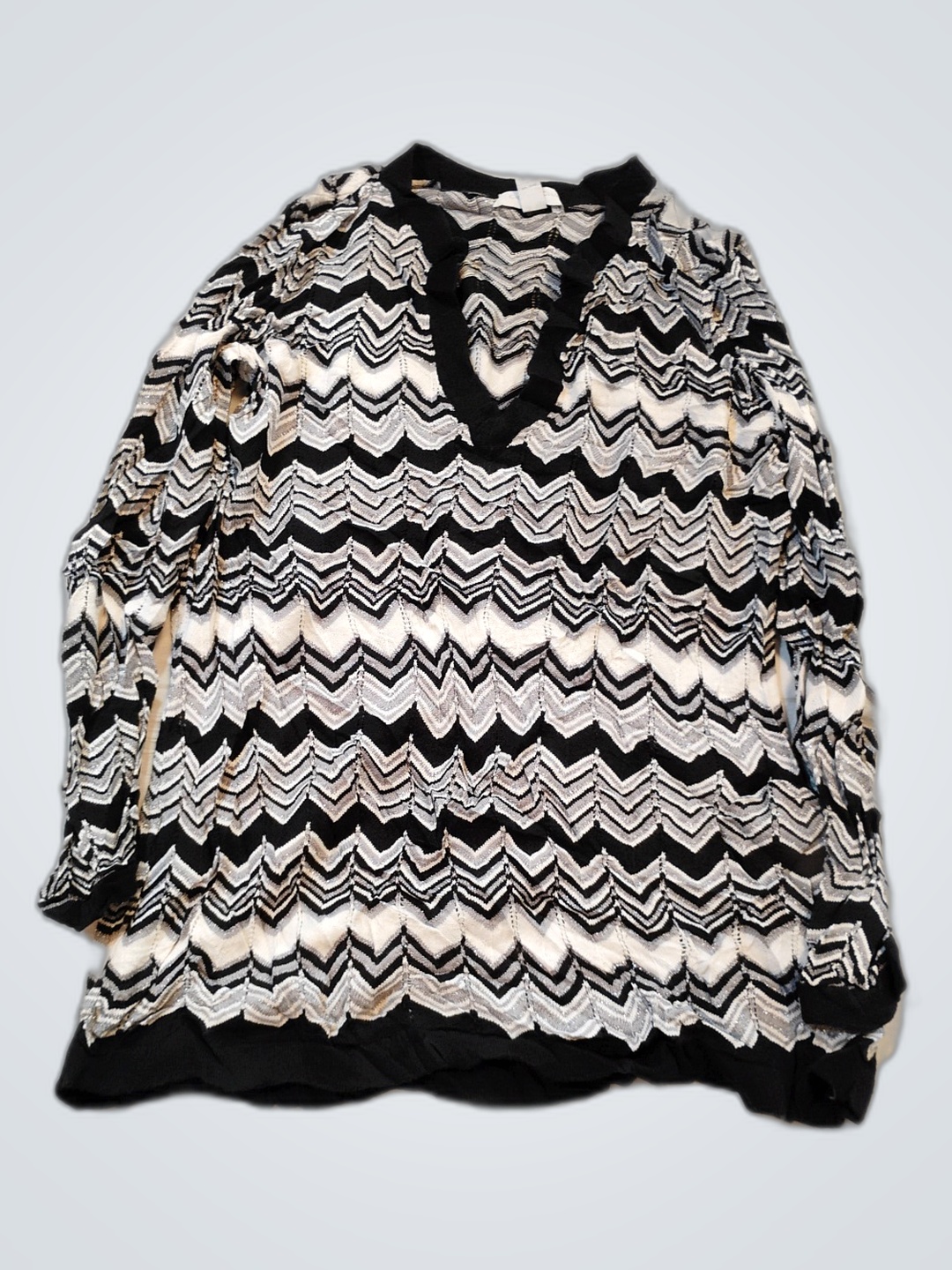 Charter Club Woman Black and White Striped Top