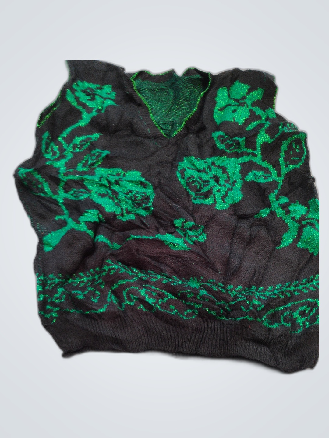 Grüner floral gemusterter Pullover-Westen