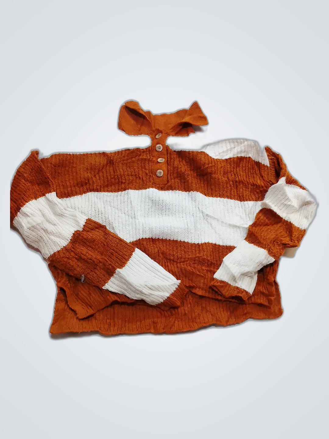 Suéter Listrado Laranja e Branco